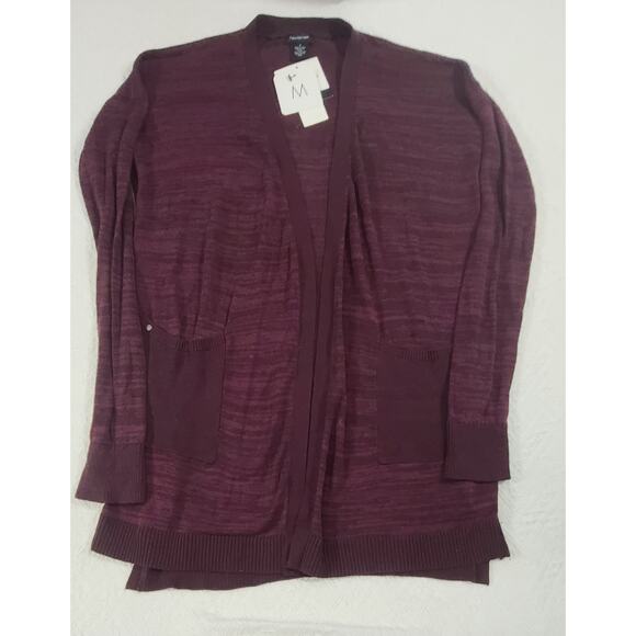 Calvin Klein duster cardigan sweater women's burgundy Size Medium Office cozy - Picture 4 of 11